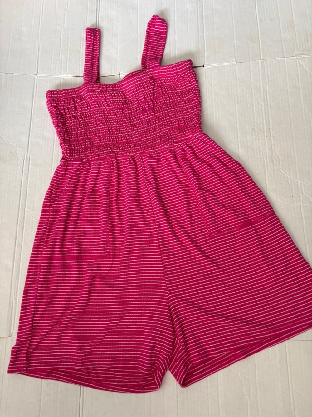 Pink Striped Smocked Romper Zenanna large